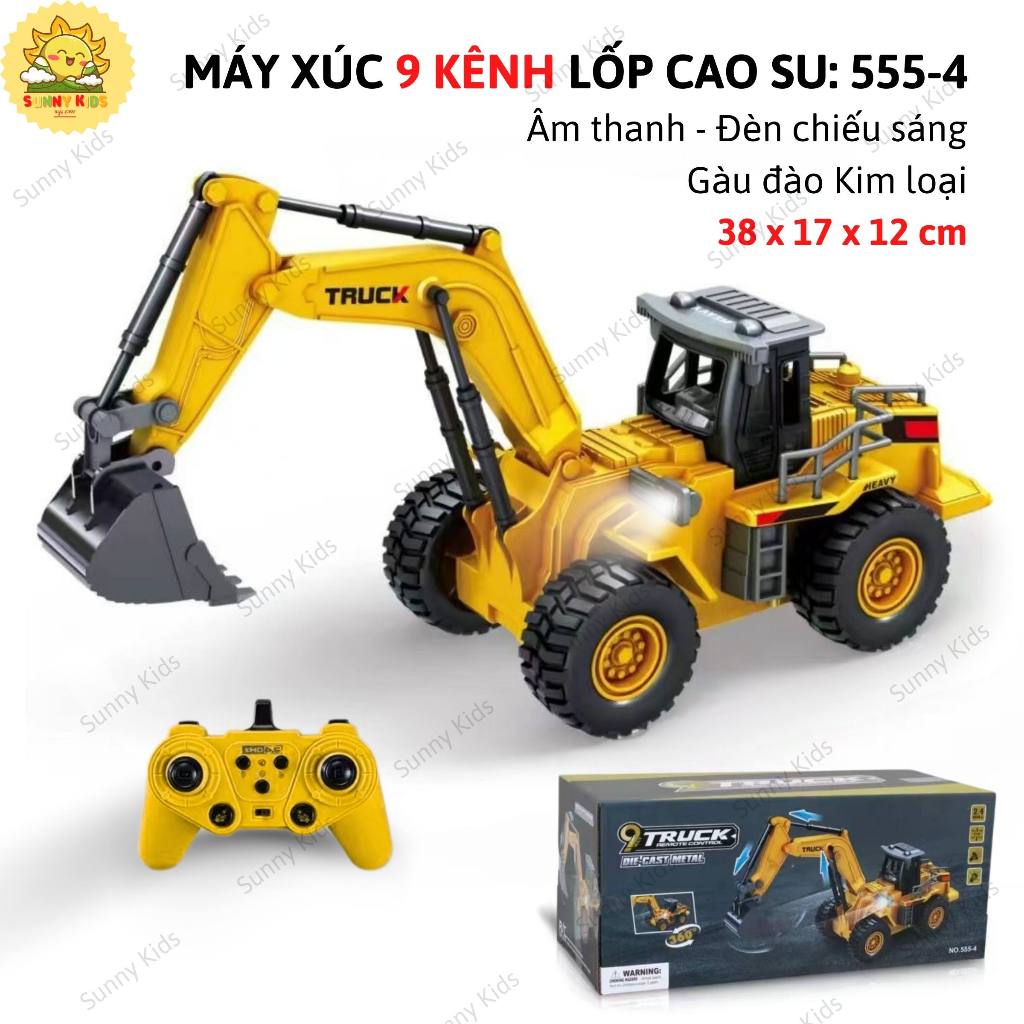 Máy Xúc Điều Khiển Từ Xa 555-4 Bánh Lốp Cao Su Bám Đường, Gàu Kim Loại Bền Chắc, Đồ Chơi Xe Múc 9 Kênh – Sunny Kids