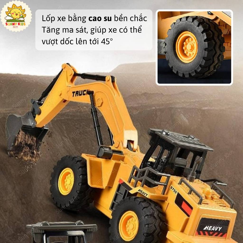 Máy Xúc Điều Khiển Từ Xa 555-4 Bánh Lốp Cao Su Bám Đường, Gàu Kim Loại Bền Chắc, Đồ Chơi Xe Múc 9 Kênh – Sunny Kids