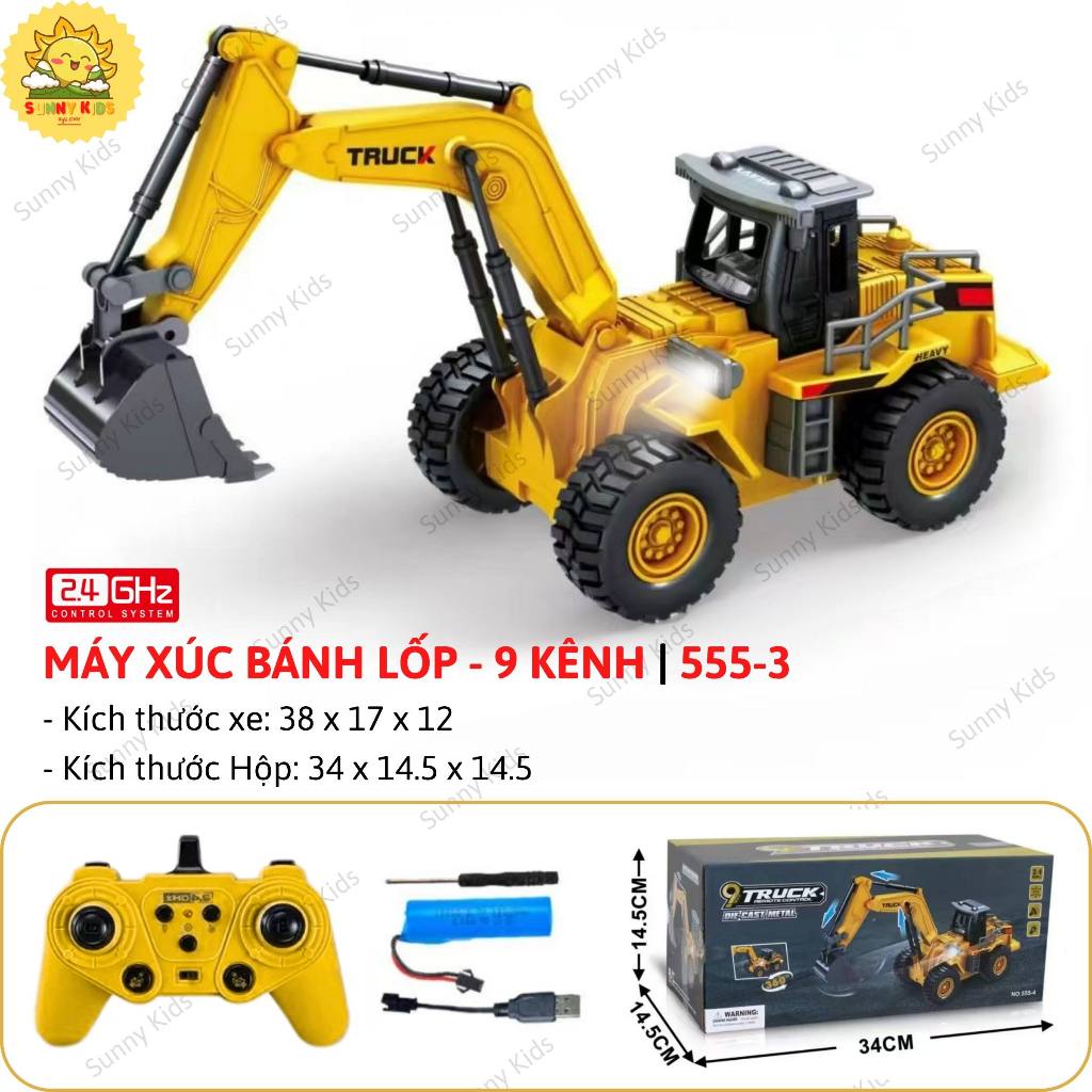 Máy Xúc Điều Khiển Từ Xa 555-4 Bánh Lốp Cao Su Bám Đường, Gàu Kim Loại Bền Chắc, Đồ Chơi Xe Múc 9 Kênh – Sunny Kids