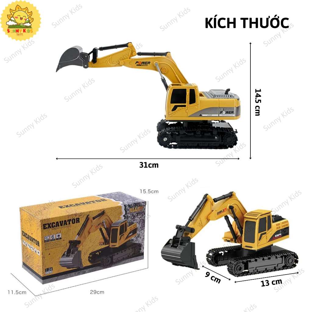 Máy Xúc Điều Khiển Từ Xa Giá Rẻ, 5 Kênh 555-2A Và 6 Kênh 555-1A, Phù Hợp Bé Làm Quen Đồ Chơi Xe Công Trình - Sunny Kids
