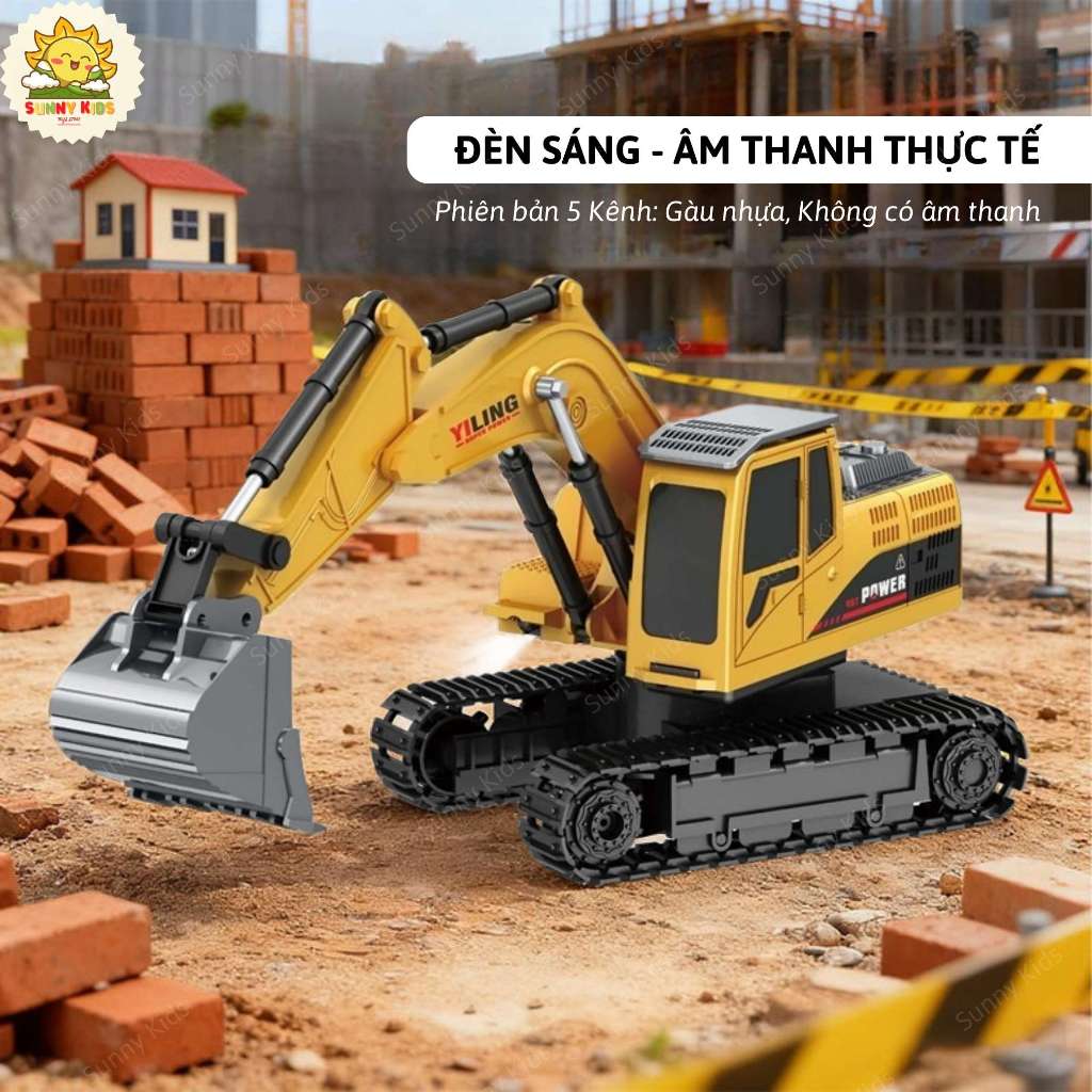 Máy Xúc Điều Khiển Từ Xa Giá Rẻ, 5 Kênh 555-2A Và 6 Kênh 555-1A, Phù Hợp Bé Làm Quen Đồ Chơi Xe Công Trình - Sunny Kids