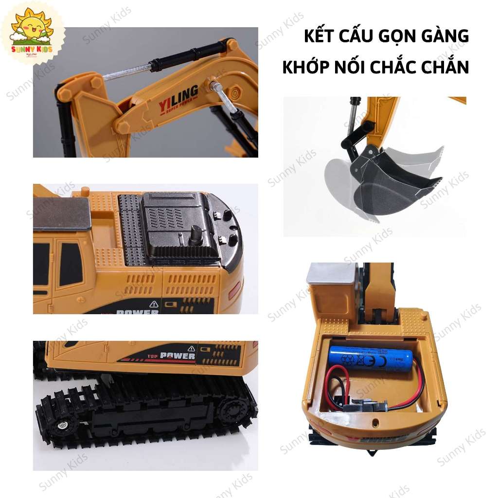 Máy Xúc Điều Khiển Từ Xa Giá Rẻ, 5 Kênh 555-2A Và 6 Kênh 555-1A, Phù Hợp Bé Làm Quen Đồ Chơi Xe Công Trình - Sunny Kids