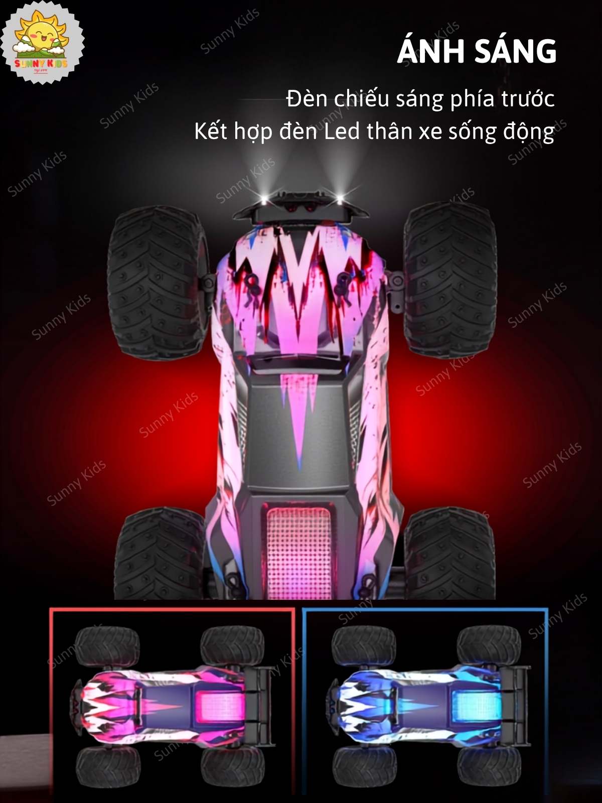 Xe Điều Khiển Từ Xa Q175, Động Cơ Chổi Than 260, Đèn LED Kép, Xe Địa Hình Chạy Nhanh, Bánh Cao Su, 2.4GHz - Sunny Kids