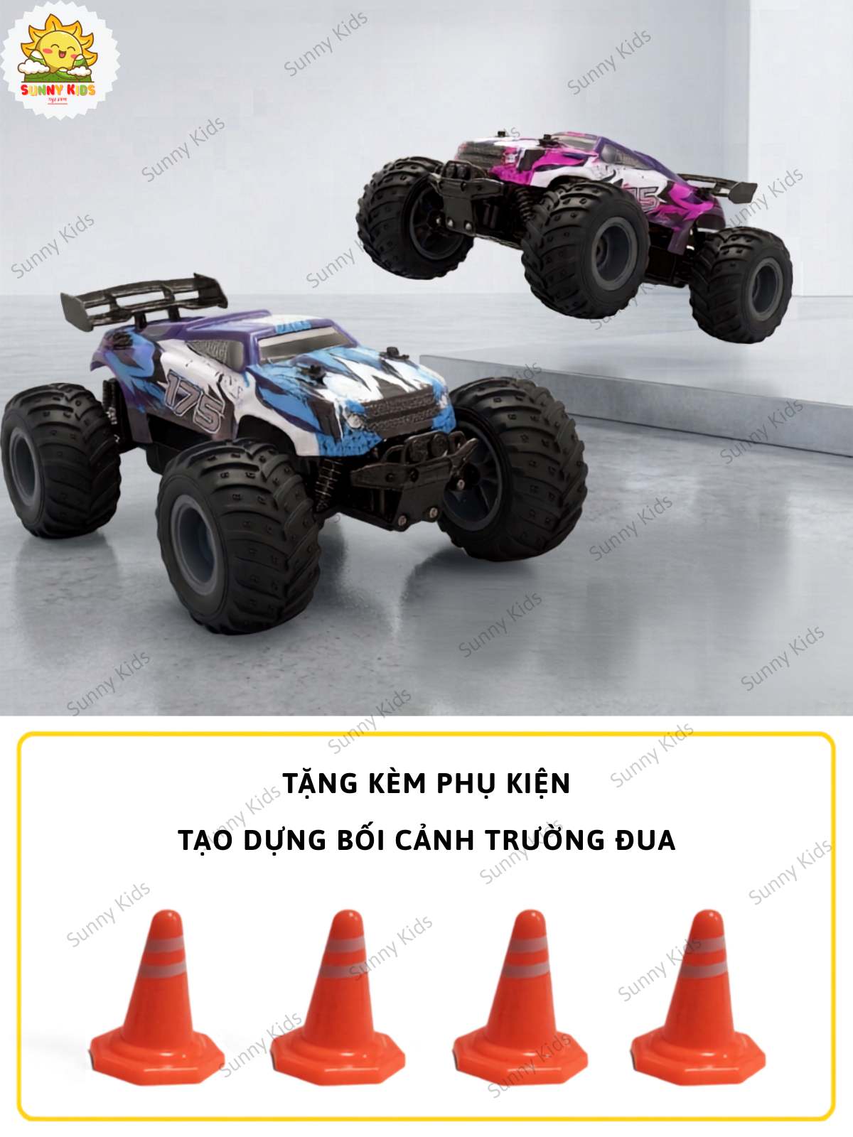 Xe Điều Khiển Từ Xa Q175, Động Cơ Chổi Than 260, Đèn LED Kép, Xe Địa Hình Chạy Nhanh, Bánh Cao Su, 2.4GHz - Sunny Kids