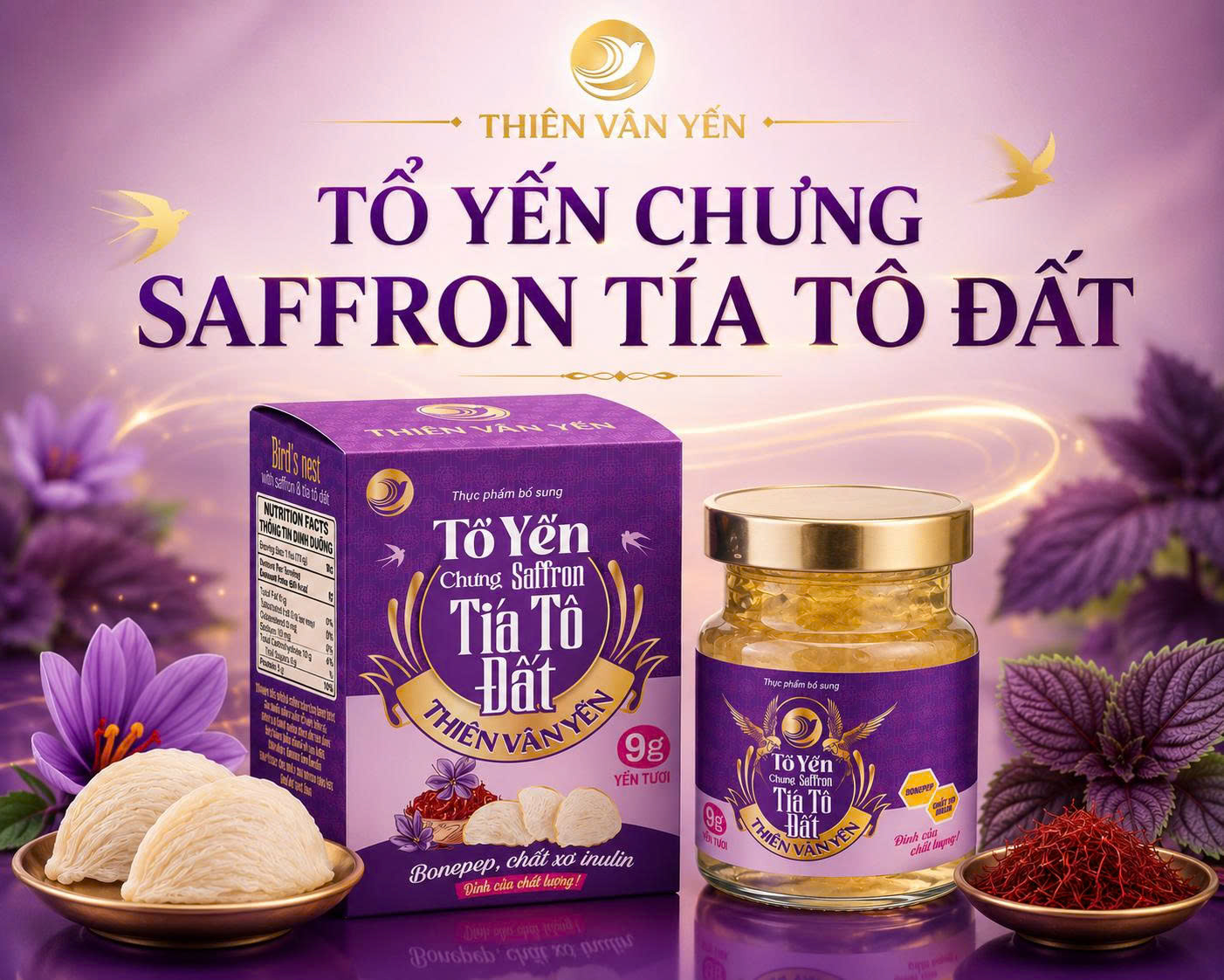 THIÊN VÂN YẾN – TỔ YẾN CHƯNG SAFFRON TÍA TÔ ĐẤT