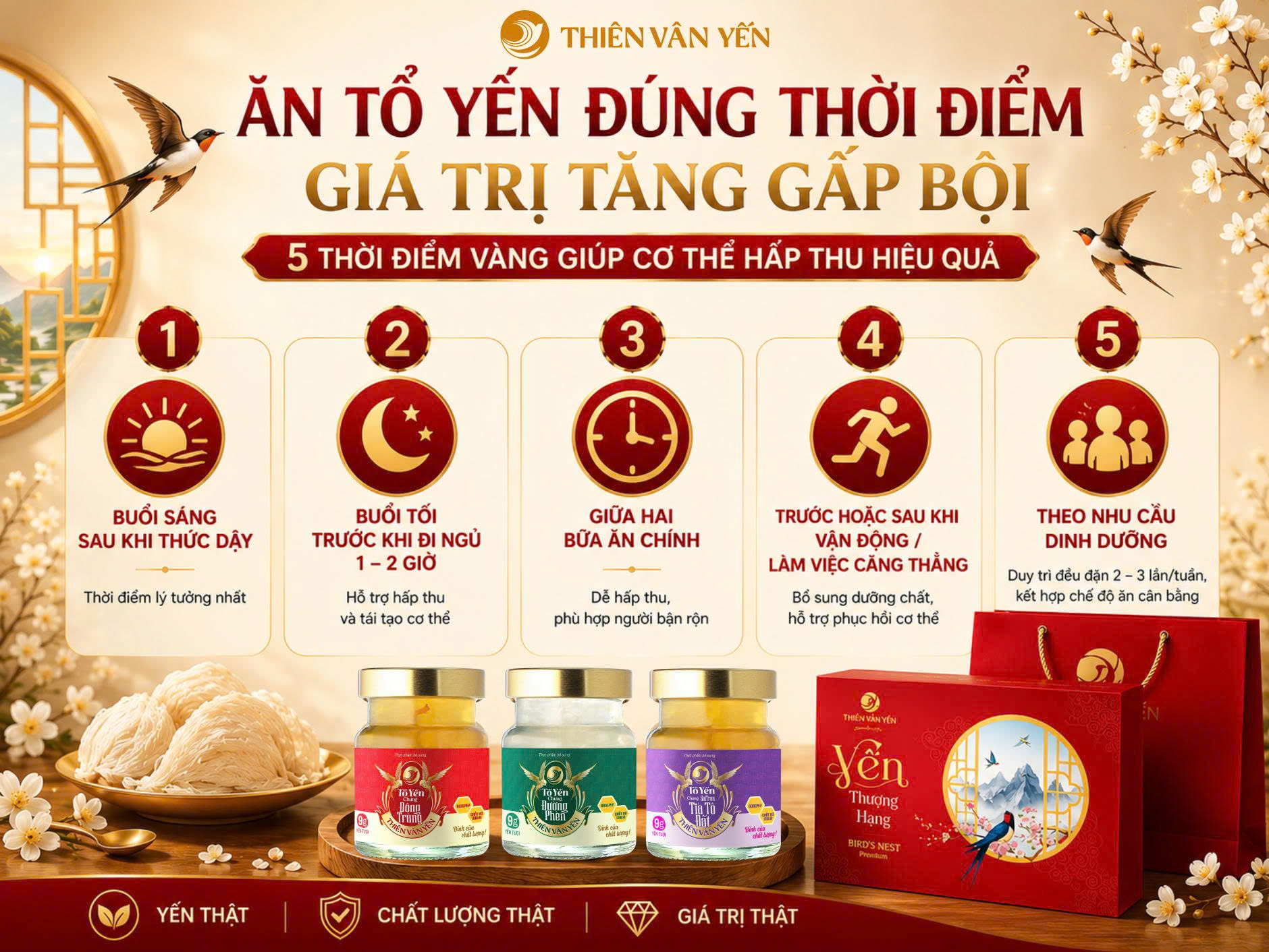 Ăn tổ yến đúng thời điểm, giá trị tăng gấp bội.