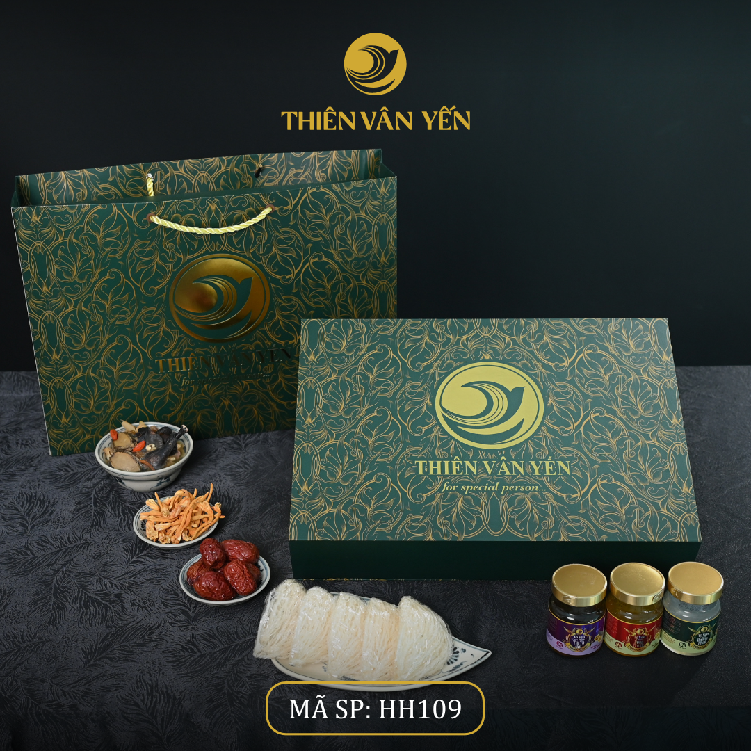 Hộp Quà Tặng 12 Hũ 9g, Mix 3 vị ( 4ĐP, 4ĐT, 4SF) - Hoàng Gia - Thiên Vân Yến