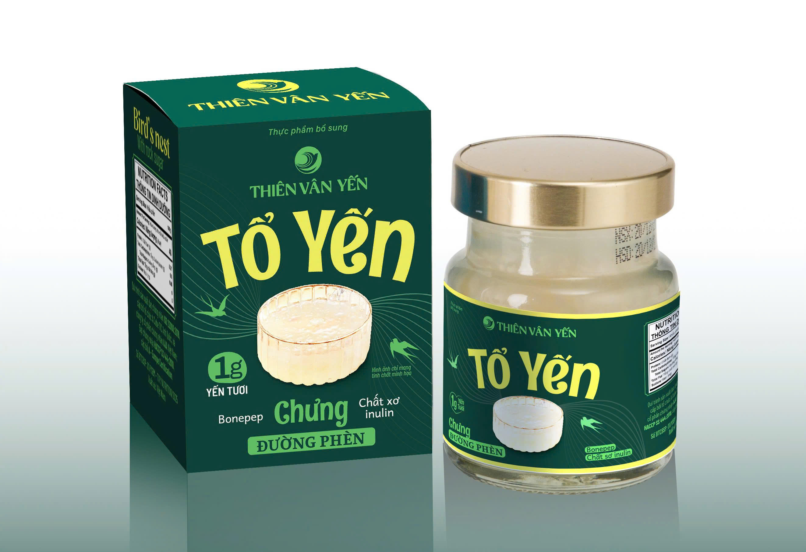 Thiên Vân Yến - Tổ Yến Chưng Đường Phèn - Yến tươi 1 g - Hộp 1 hũ