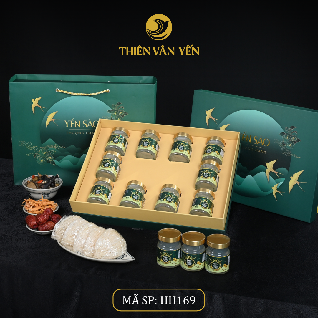 Hộp quà tặng 10 hũ - Tổ yến chưng đường phèn 1G/ 3G/ 9G - Bầu trời xanh - Thiên Vân Yến