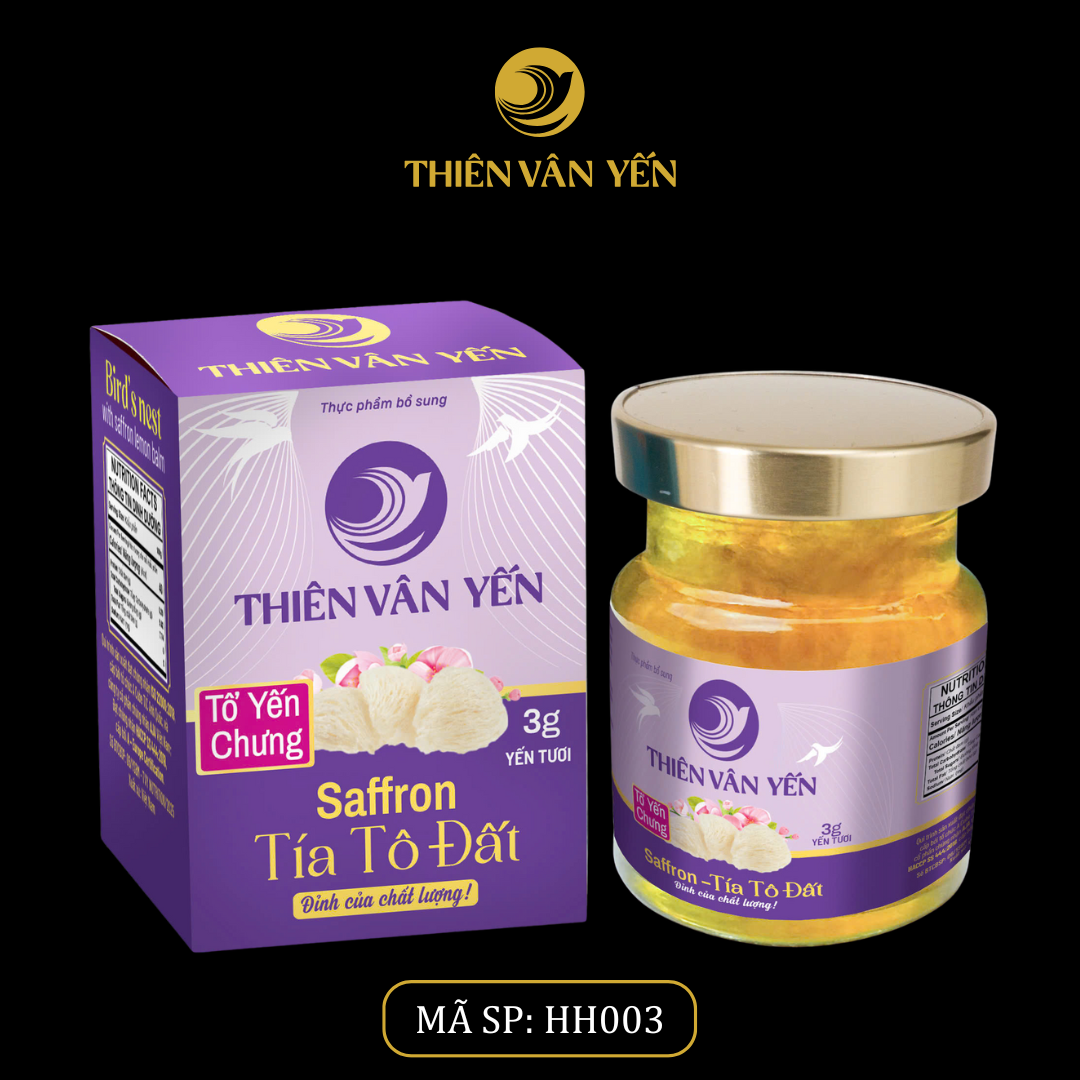Tổ Yến Chưng Saffron Tía Tô Đất - Yến tươi 3g - Hũ Trần - Thiên Vân Yến