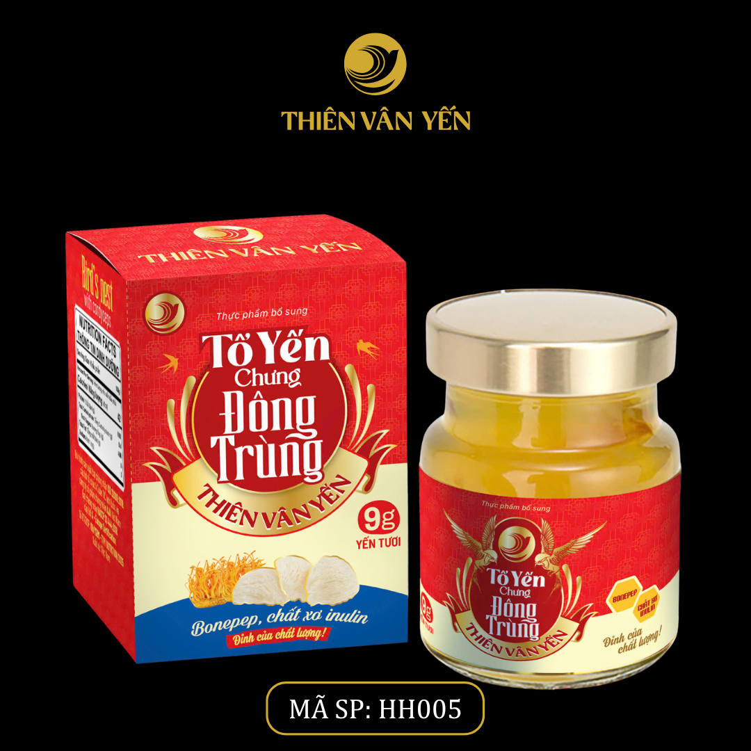 Tổ Yến Chưng Đông Trùng - Yến Tươi 9g - Hũ Trần - Thiên Vân Yến