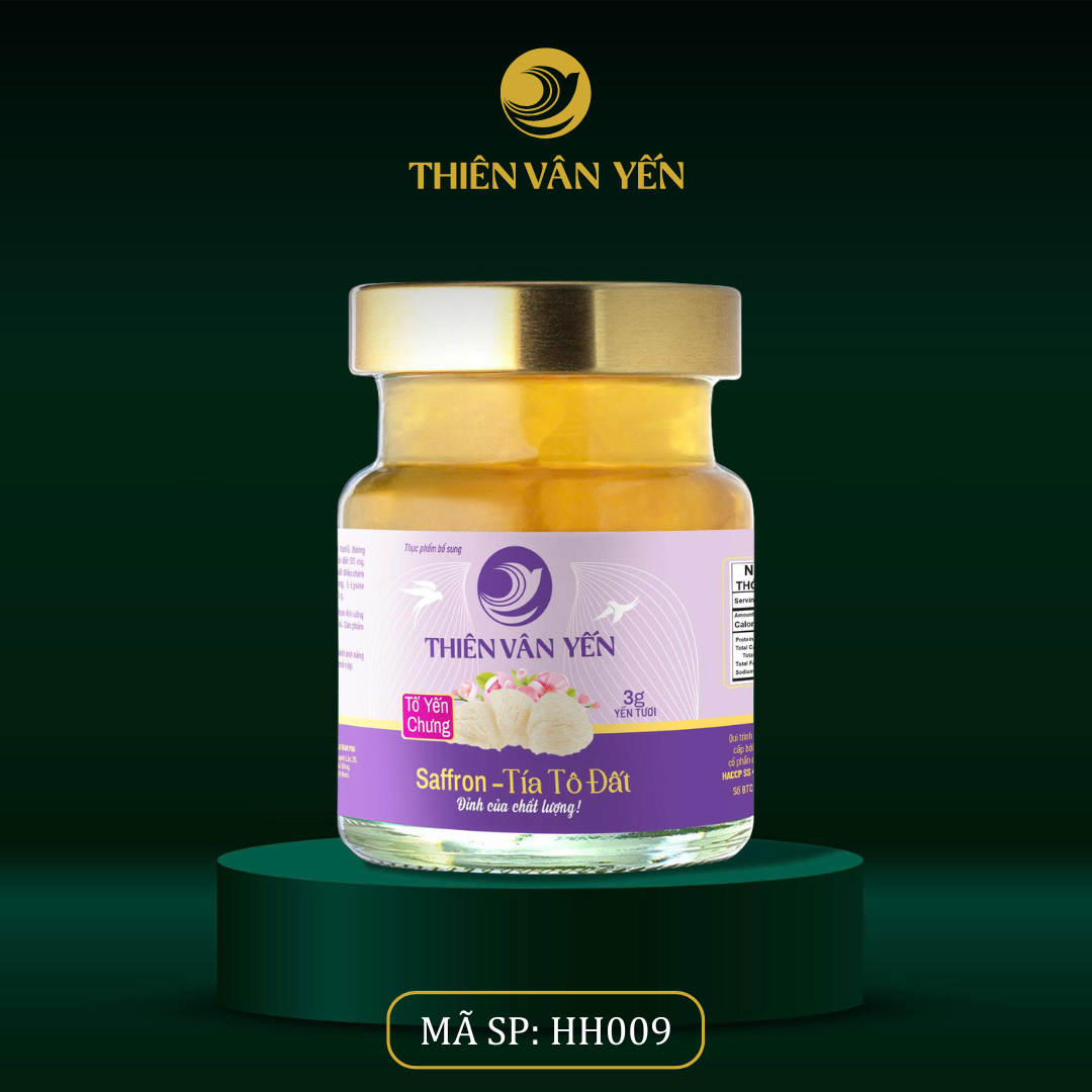 Tổ Yến Chưng Saffron Tía Tô Đất - Yến tươi 3g - Hũ Trần - Thiên Vân Yến