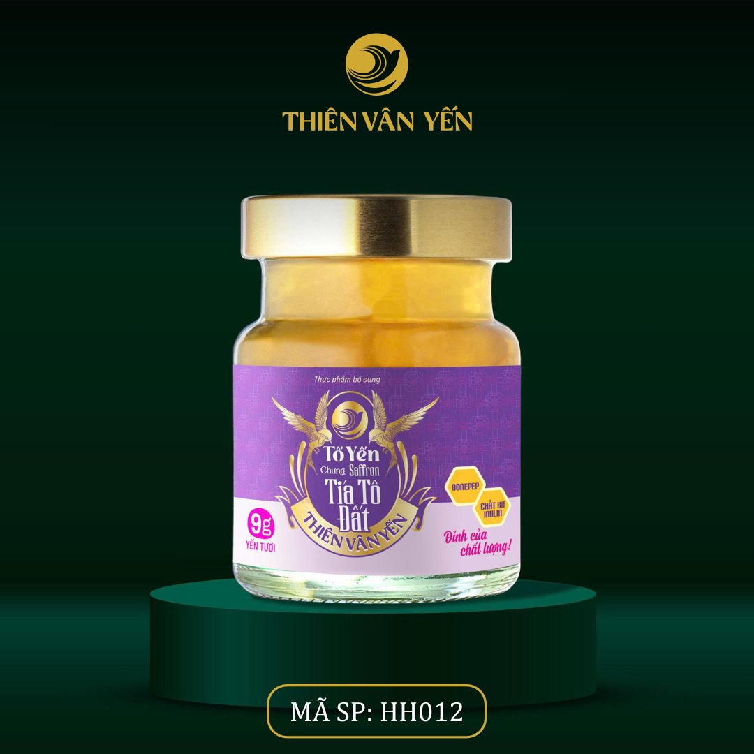 Tổ Yến Chưng Saffron Tía Tô Đất - Yến Tươi 9g - Hũ Trần - Thiên Vân Yến