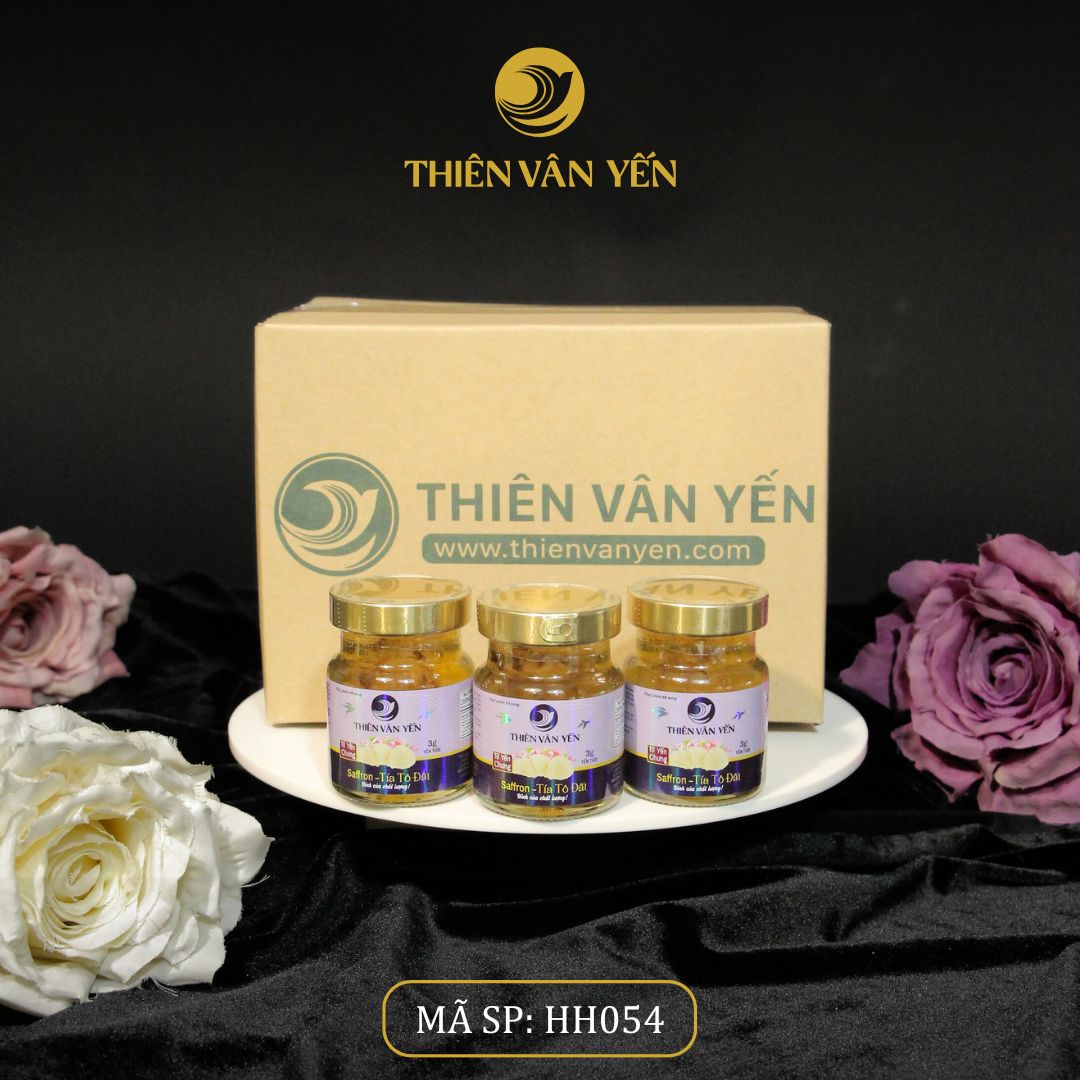 Thùng 24 Hũ - Tổ Yến Chưng Saffron Tía Tô Đất 3g Yến Tươi - Thiên Vân Yến