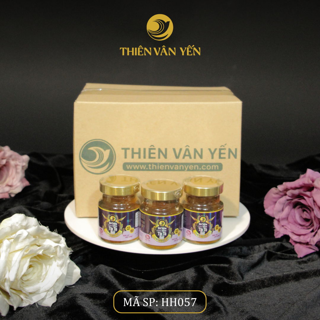 Thùng 24 Hũ - Tổ Yến Chưng Saffron Tía Tô Đất 9g Yến Tươi - Thiên Vân Yến