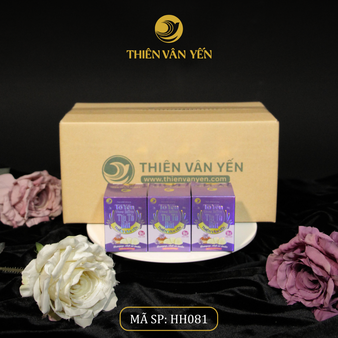 Thùng 36 Hũ - Tổ Yến Chưng Saffron Tía Tô Đất 9g Yến Tươi - Thiên Vân Yến