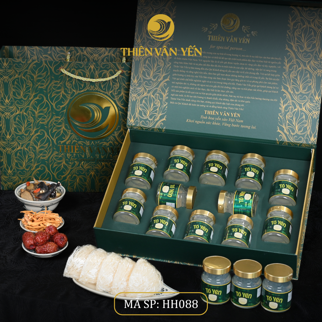 Hộp quà tặng 12 hũ - Tổ yến chưng đường phèn 1G/ 3G/ 9G - Hoàng gia - Thiên Vân Yến