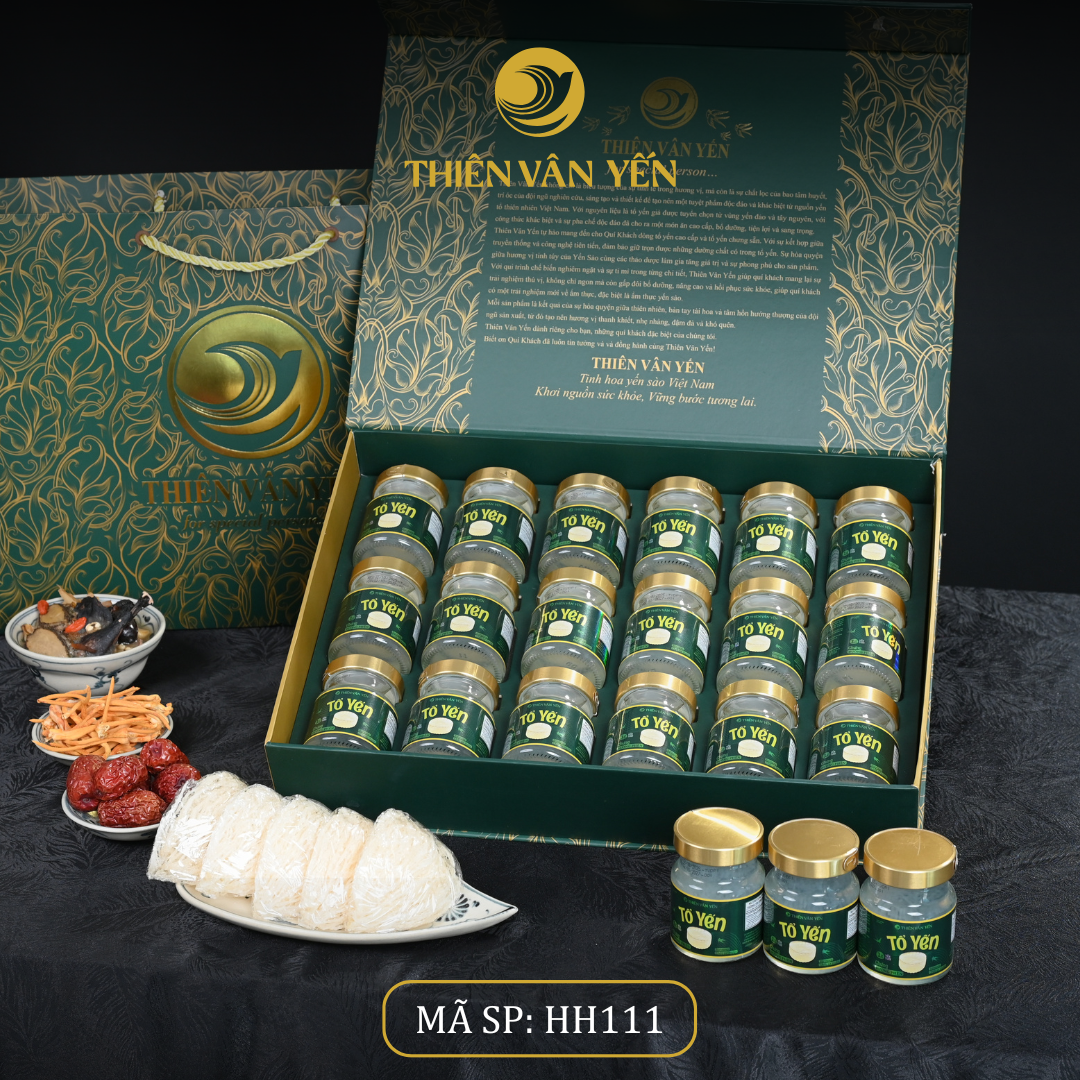 Hộp quà tặng 18 hũ - Tổ yến chưng đường phèn 1G/ 3G/ 9G - Hoàng gia - Thiên Vân Yến