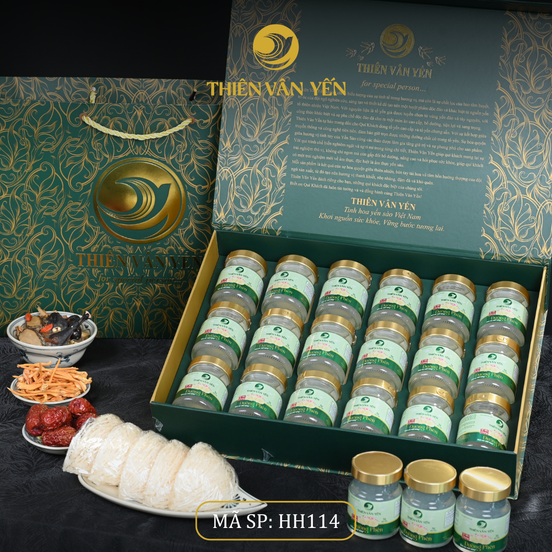 Hộp quà tặng 18 hũ - Tổ yến chưng đường phèn 1G/ 3G/ 9G - Hoàng gia - Thiên Vân Yến