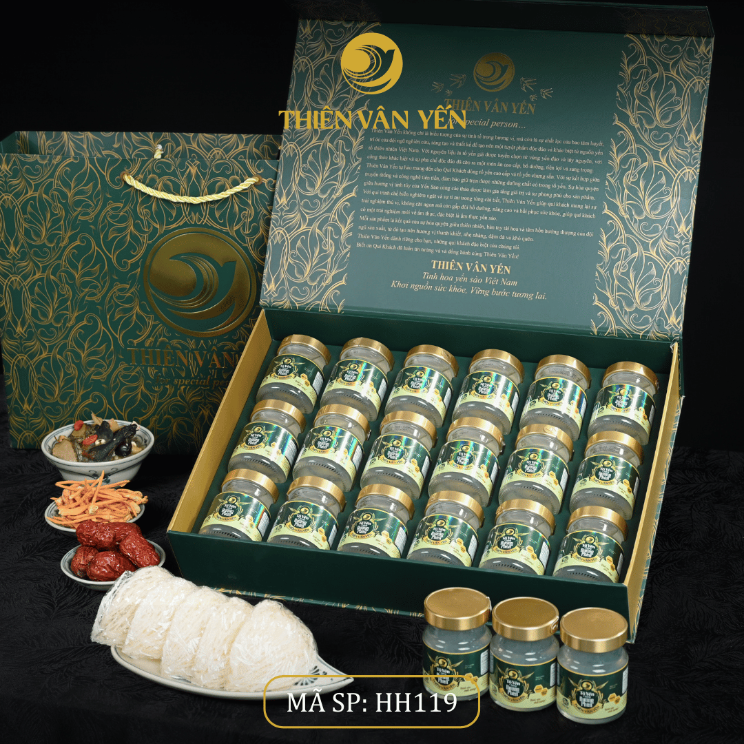 Hộp quà tặng 18 hũ - Tổ yến chưng đường phèn 1G/ 3G/ 9G - Hoàng gia - Thiên Vân Yến