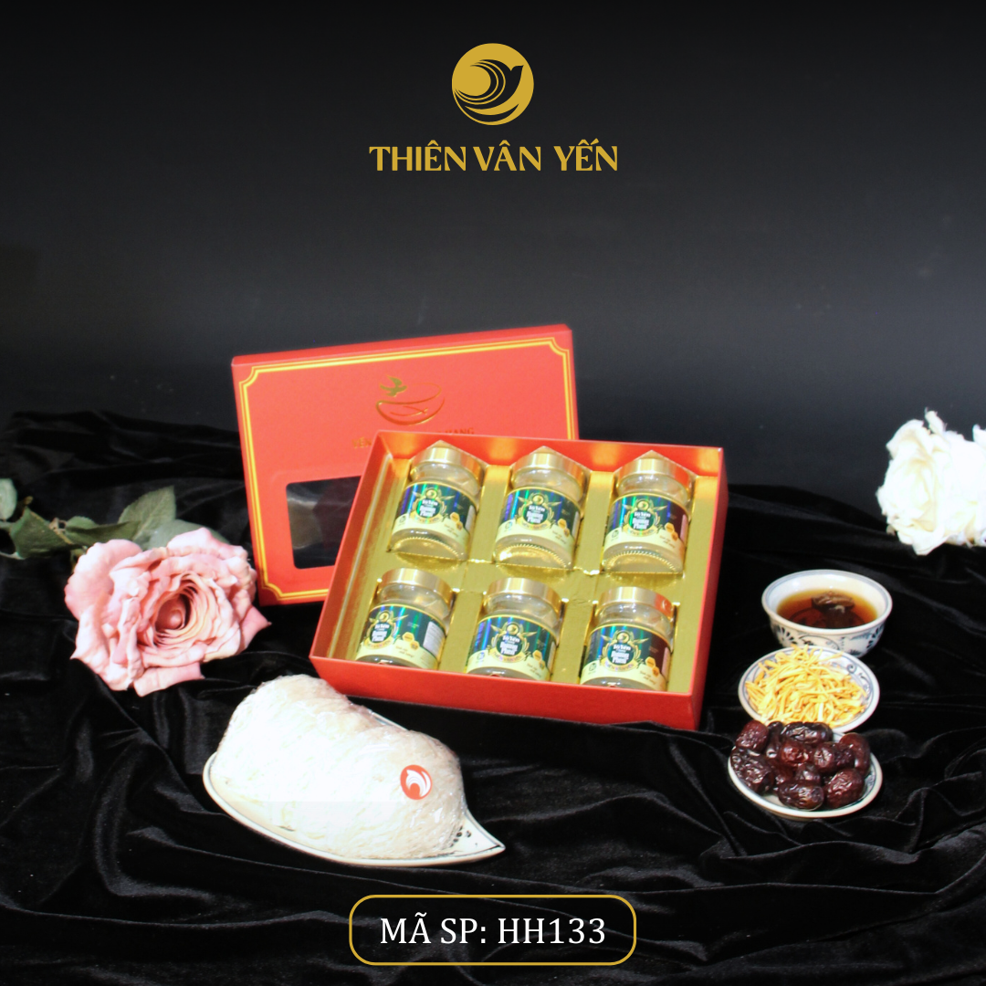 Hộp Quà Tặng 6 Hũ - Tổ Yến Chưng Đường Phèn 9G - Thiên Vân Yến