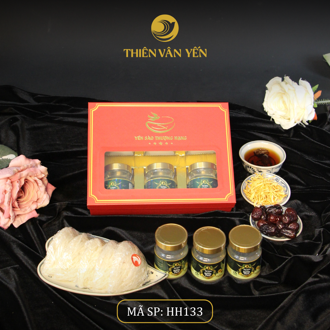 Hộp Quà Tặng 6 Hũ - Tổ Yến Chưng Đường Phèn 9G - Thiên Vân Yến