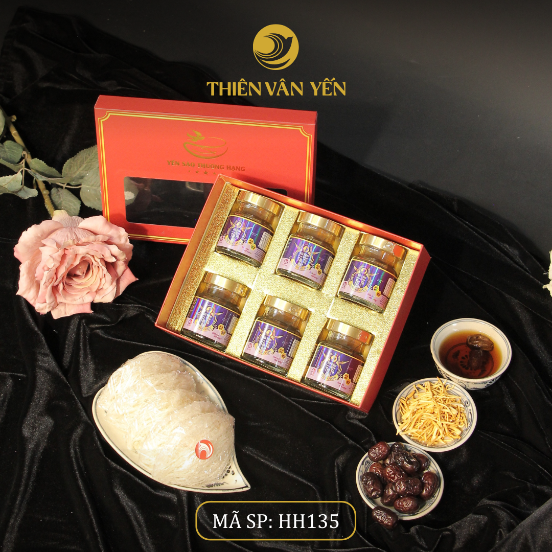 Hộp Quà Tặng 6 Hũ - Tổ Yến Chưng Saffron Tía Tô Đất - Thiên Vân Yến