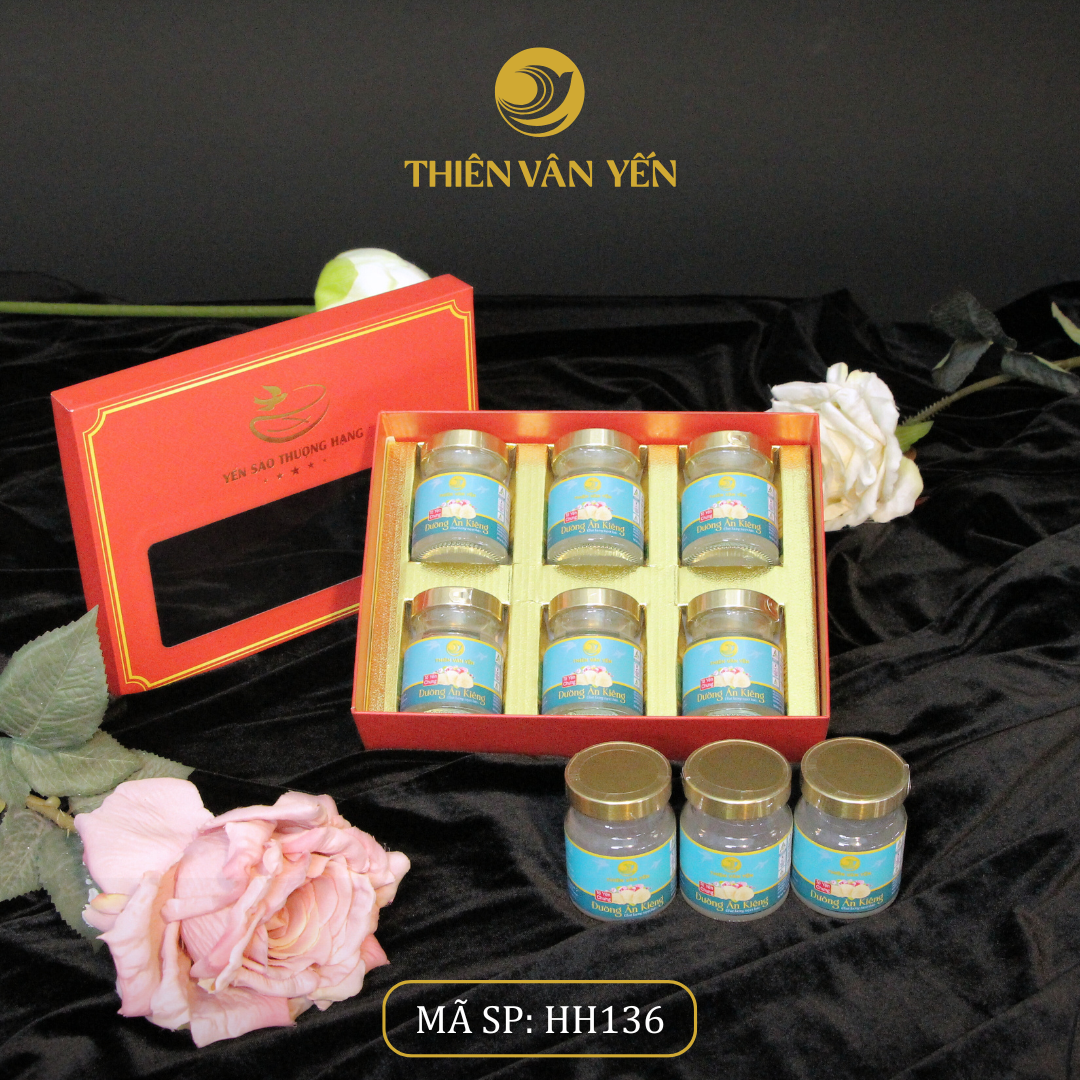 Hộp Quà Tặng 6 Hũ - Tổ Yến Chưng Đường Ăn Kiêng 3G - Thiên Vân Yến
