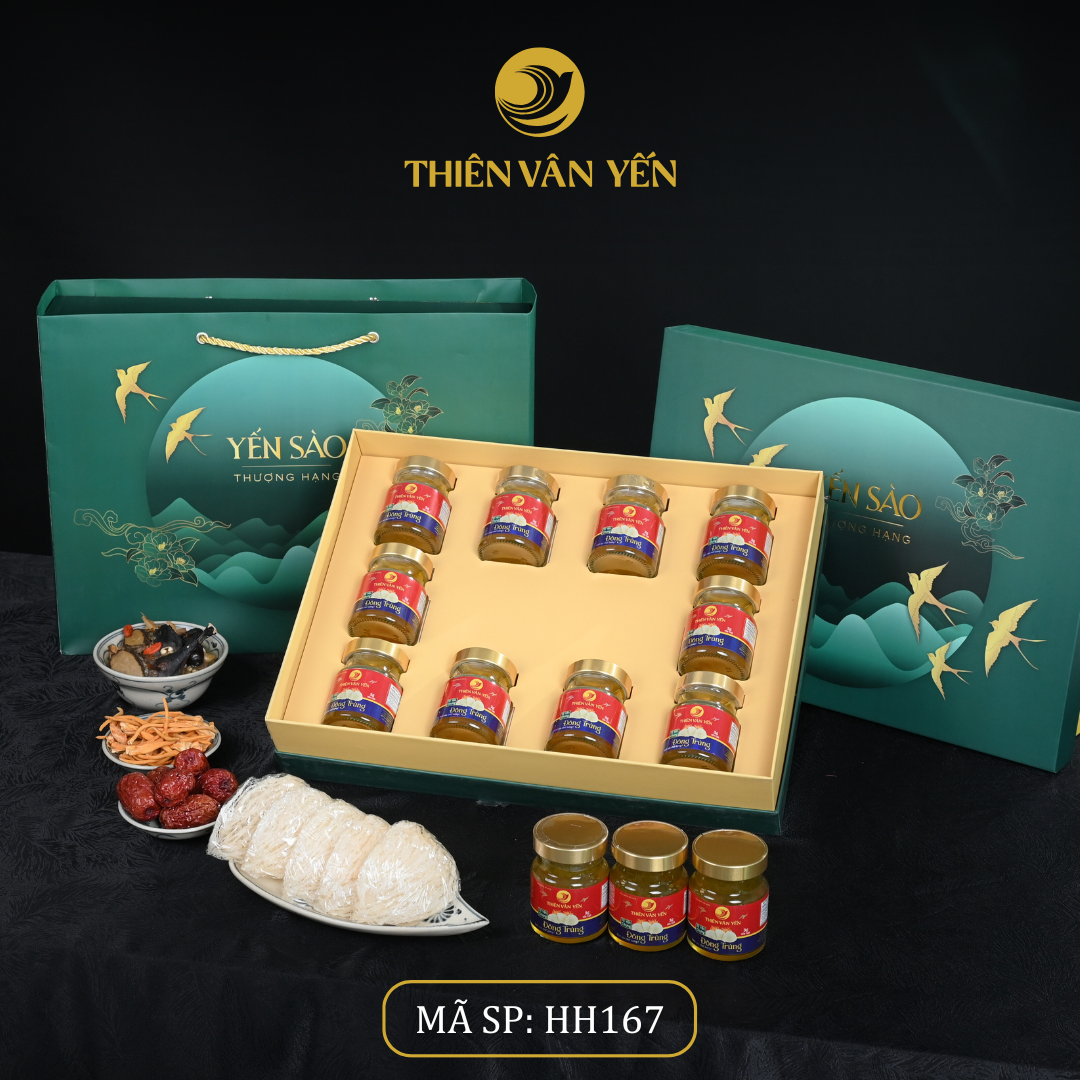 Hộp quà tặng 10 hũ - Tổ yến chưng đông trùng 1G/ 3G/ 9G - Bầu trời xanh - Thiên Vân Yến