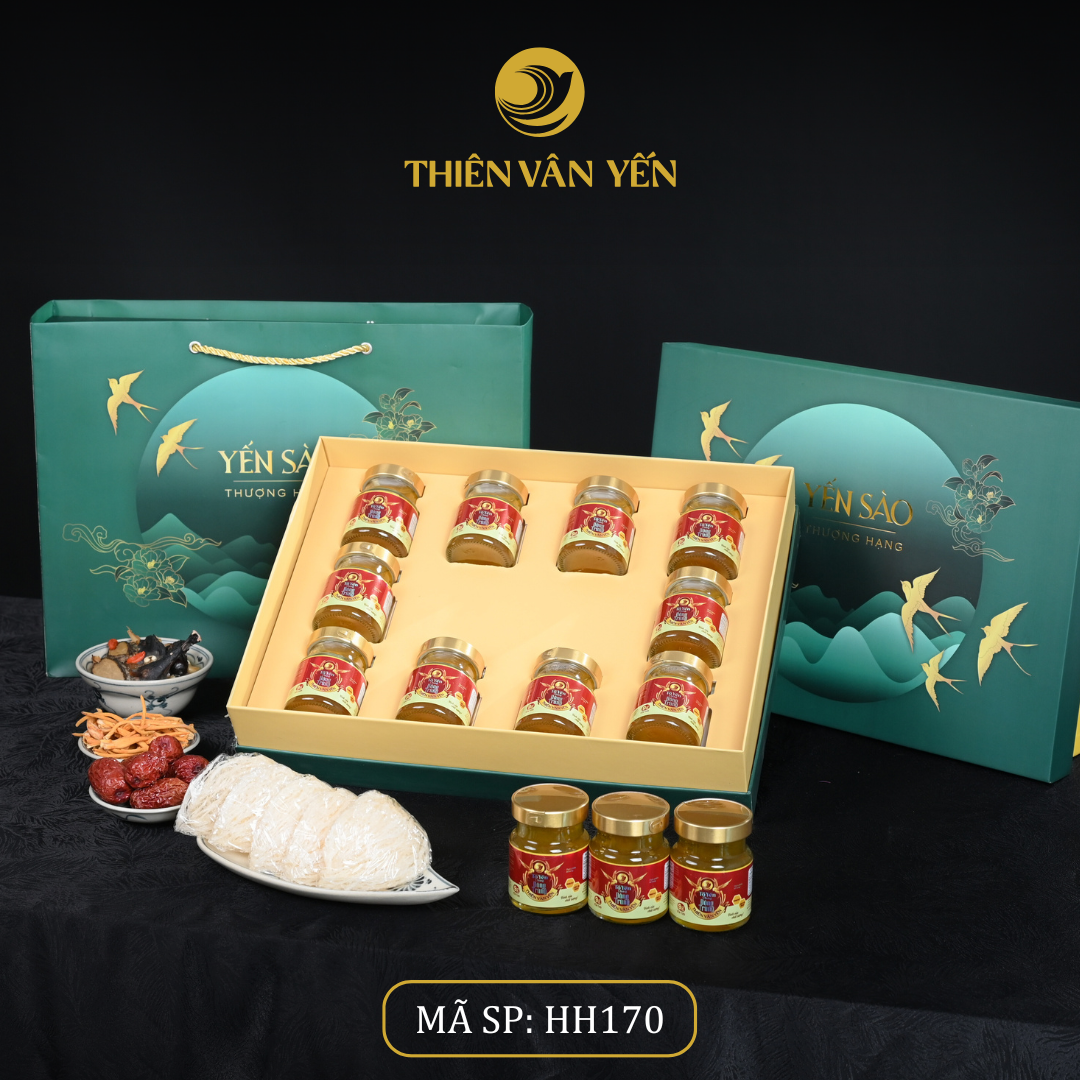 Hộp quà tặng 10 hũ - Tổ yến chưng đông trùng 1G/ 3G/ 9G - Bầu trời xanh - Thiên Vân Yến