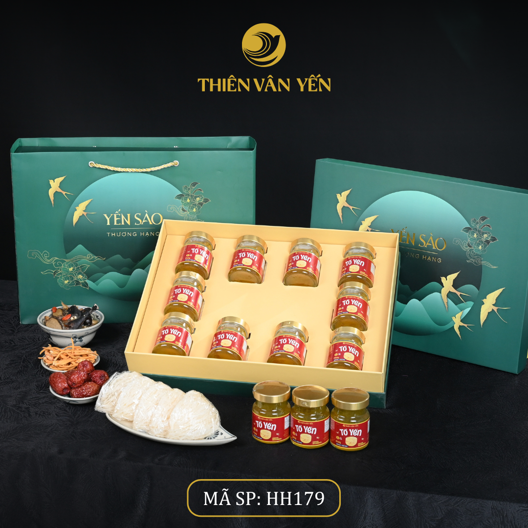 Hộp quà tặng 10 hũ - Tổ yến chưng đông trùng 1G/ 3G/ 9G - Bầu trời xanh - Thiên Vân Yến