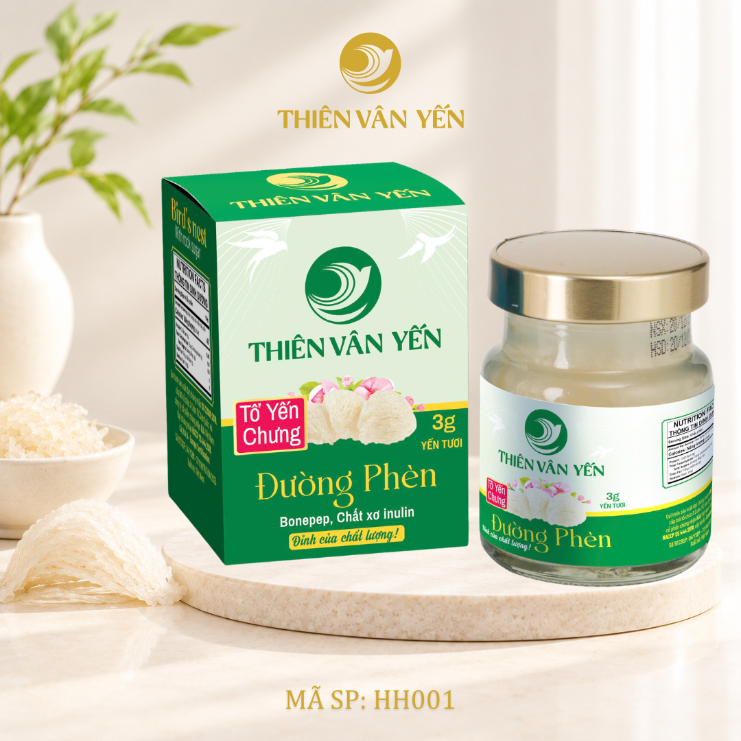 Tổ Yến Chưng Đường Phèn - Yến Tươi 3g - Hộp 1 Hũ - Thiên Vân Yến