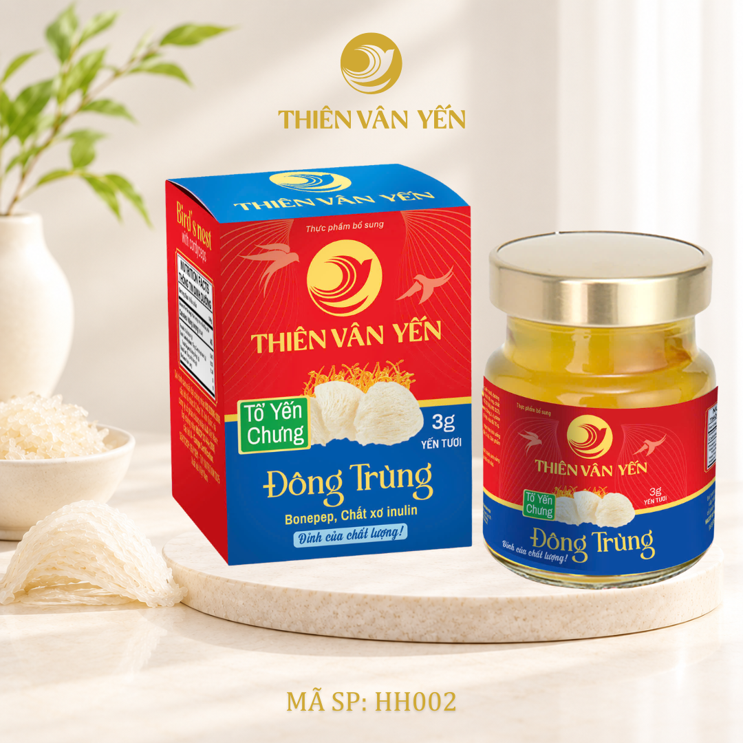 Tổ Yến Chưng Đông Trùng - Yến Tươi 3g - Hộp 1 Hũ - Thiên Vân Yến