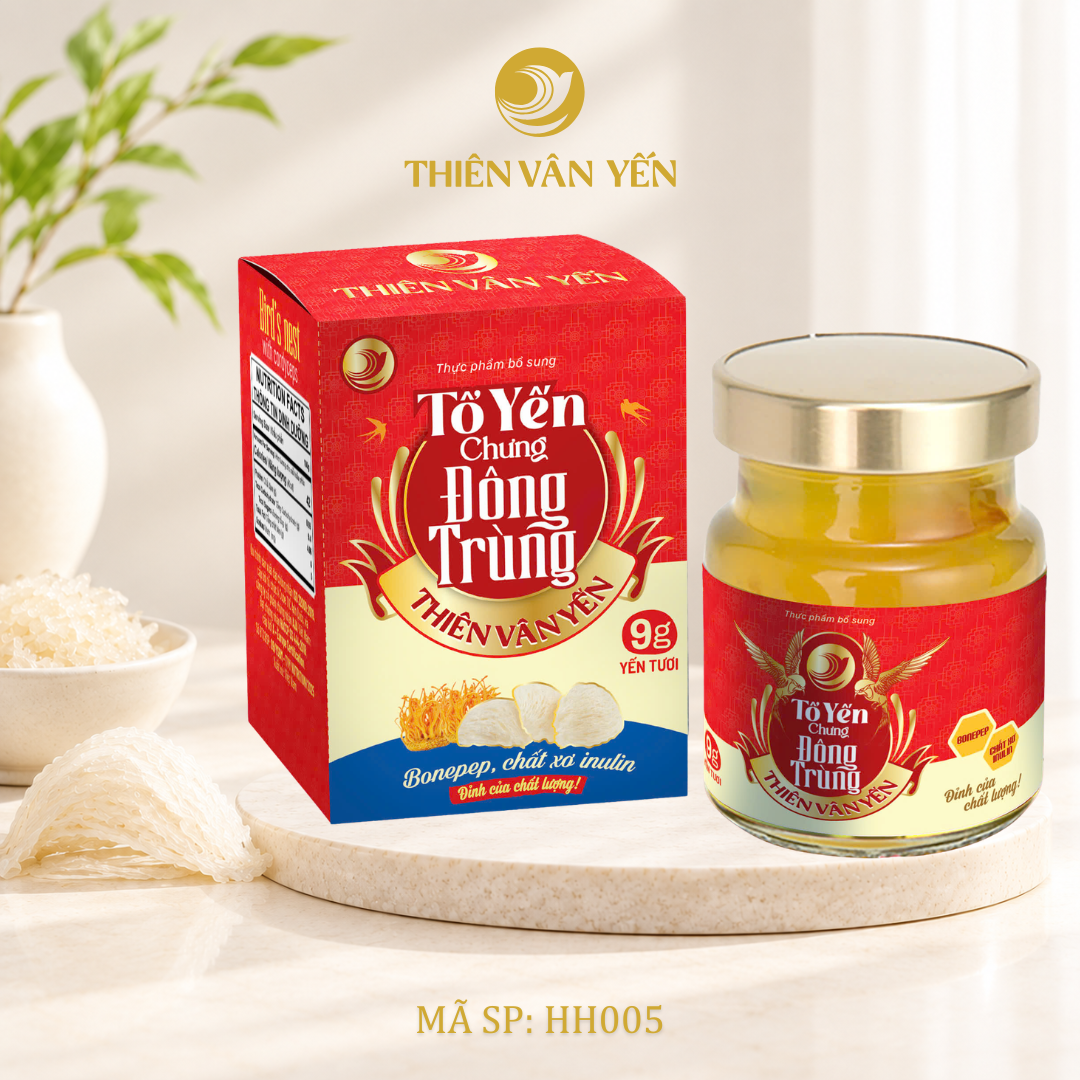 Tổ Yến Chưng Đông Trùng - Yến Tươi 9g - Hộp 1 Hũ - Thiên Vân Yến