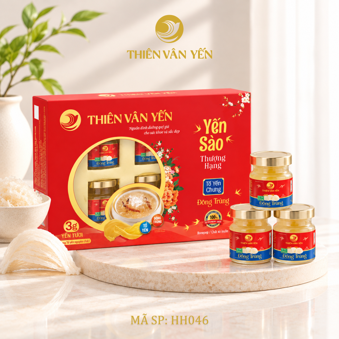 Hộp Quà Tặng 6 Hũ - Tổ Yến Chưng Đông Trùng 3G (Hộp Mềm) - Thiên Vân Yến