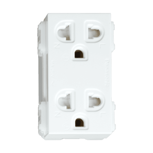 Ổ cắm đôi 3 chấu có màn che Panasonic WEV1582-7SW