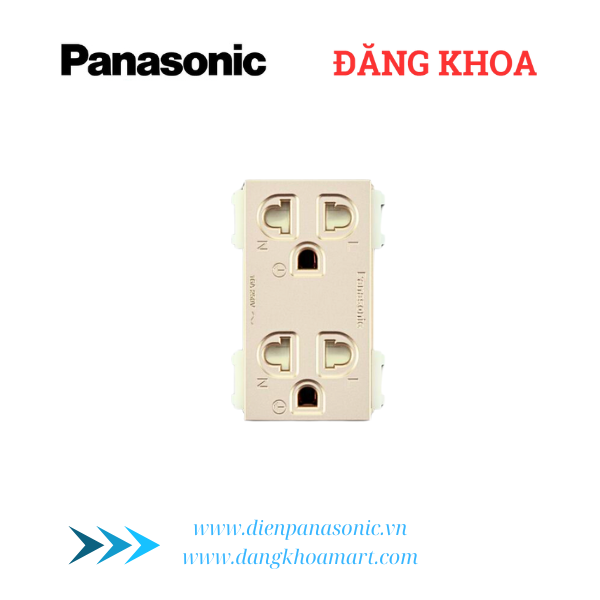Ổ cắm đôi 3 chấu màu vàng ánh kim WEV1582-7MYZ
