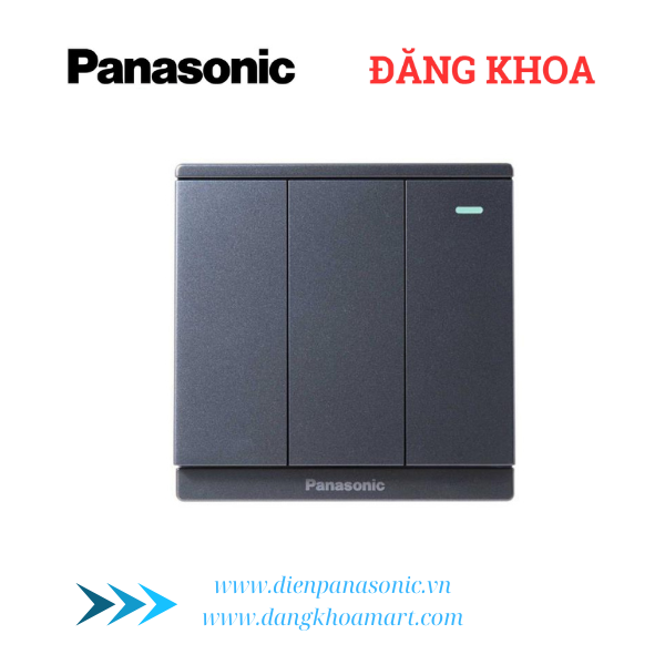 Bộ 3 công tắc C, 2 chiều có chỉ báo dạ quang, Moderva xám ánh kim WMF516MYH-1VN