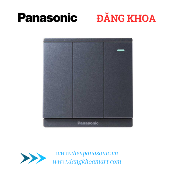 Bộ 3 công tắc B, 1 chiều có chỉ báo dạ quang Moderva xám ánh kim WMF515MYH-1VN
