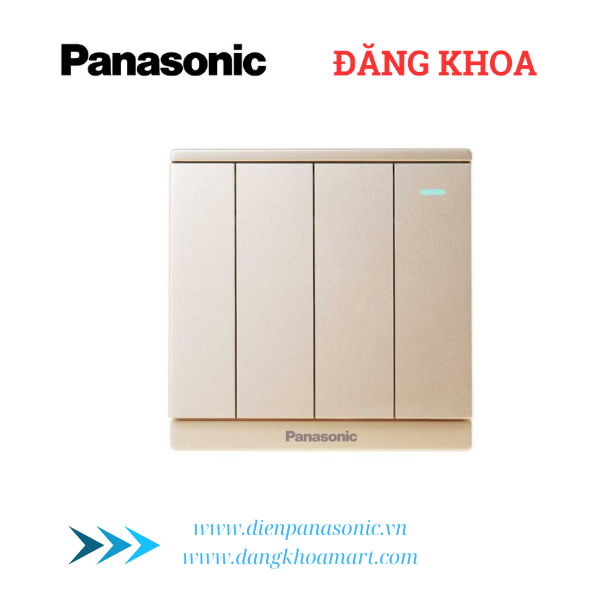 Bộ 4 công tắc C, 2 chiều có chỉ báo dạ quang Moderva Vàng ánh kim WMF518MYZ-1VN