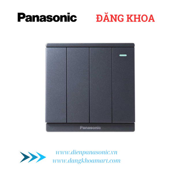 Bộ 4 công tắc B, 1 chiều có chỉ báo dạ quang Moderva xám ánh kim WMF517MYH-1VN
