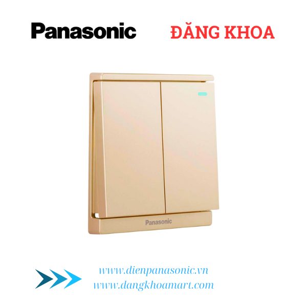 Bộ 2 công tắc B, 1 chiều có chỉ báo dạ quang Moderva Vàng ánh kim WMF513MYZ-1VN