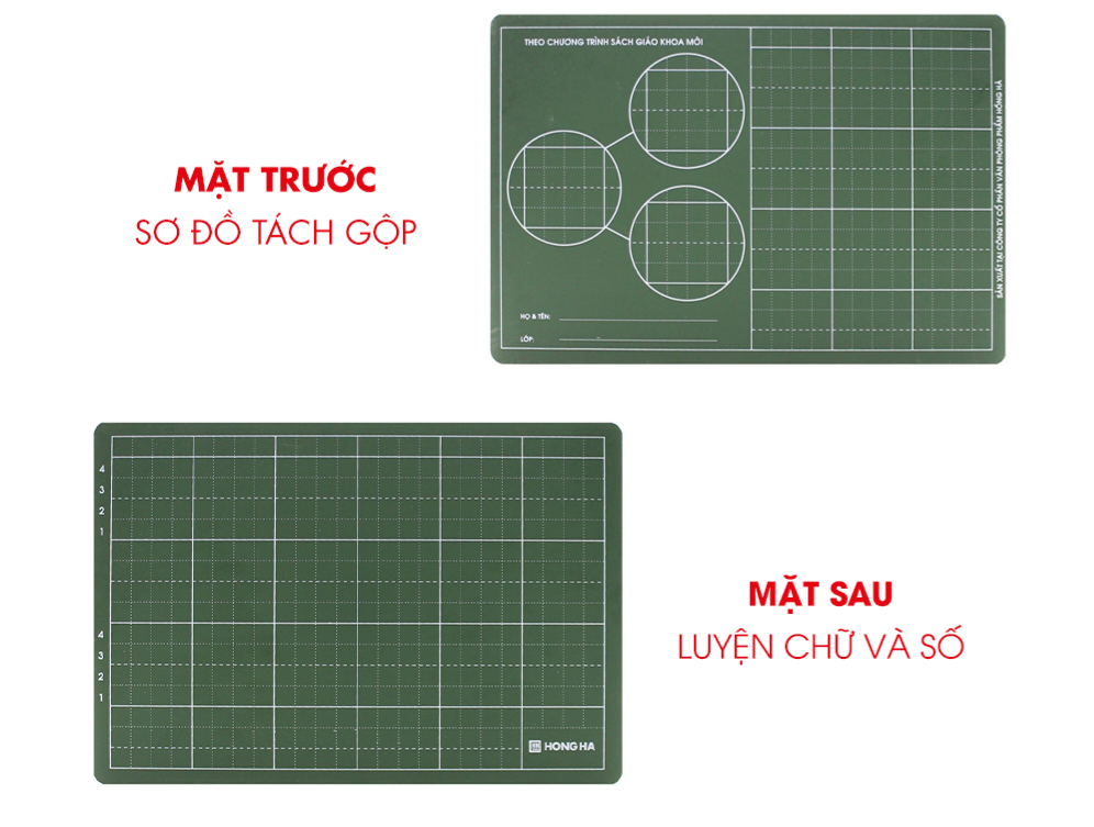 Bảng phấn học sinh Hồng Hà 2 mặt tách gộp 4 ly - 3555