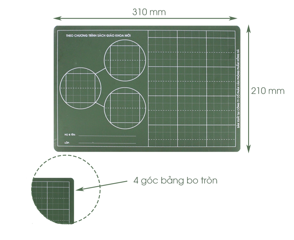 Bảng phấn học sinh Hồng Hà 2 mặt tách gộp 4 ly - 3555