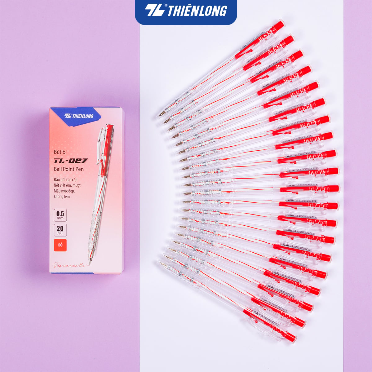 Bút bi Thiên Long TL-027 xanh/đỏ/đen