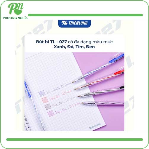 Bút bi Thiên Long TL-027 xanh/đỏ/đen
