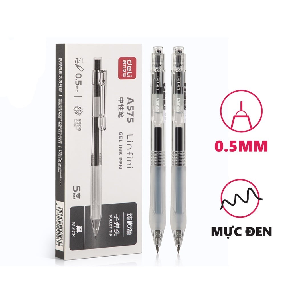 Bút gel bấm Deli A575