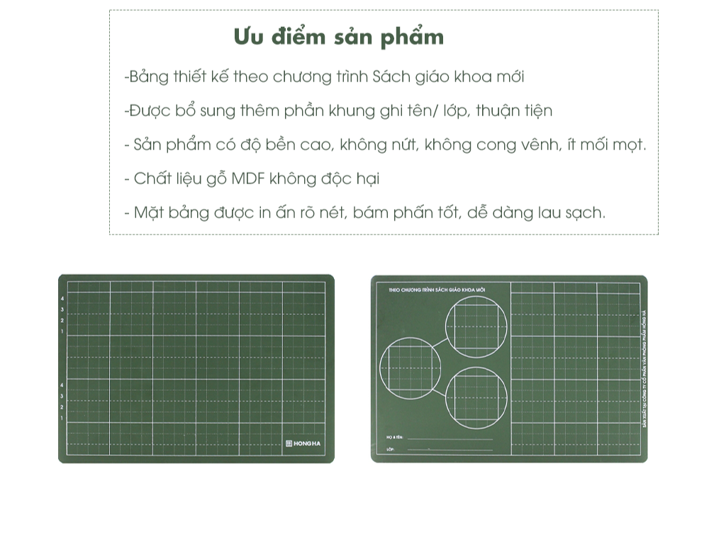 Bảng phấn học sinh Hồng Hà 2 mặt tách gộp 4 ly - 3555