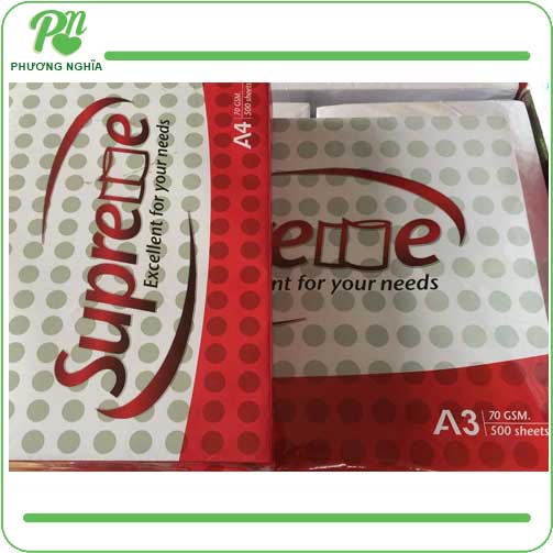 Giấy A3 Supreme 70gsm Chính Hãng – Trắng Mịn, Không Kẹt Giấy, Giá Tốt