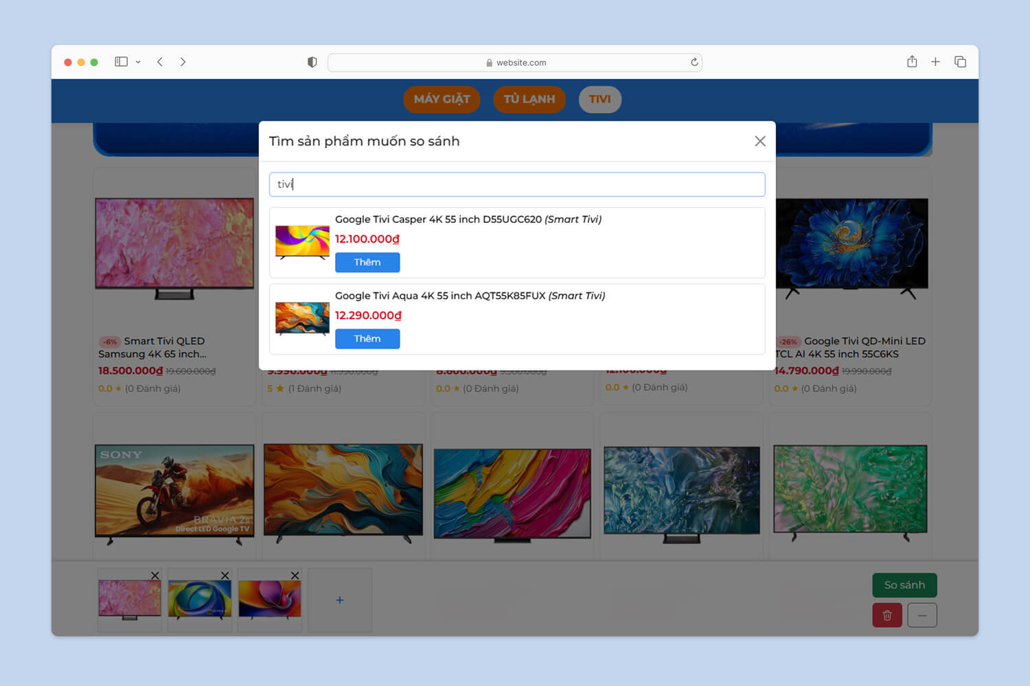 So sánh sản phẩm